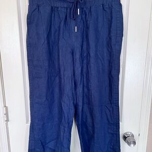 Quince Nautical Blue Wide Leg Pants 100% Linen